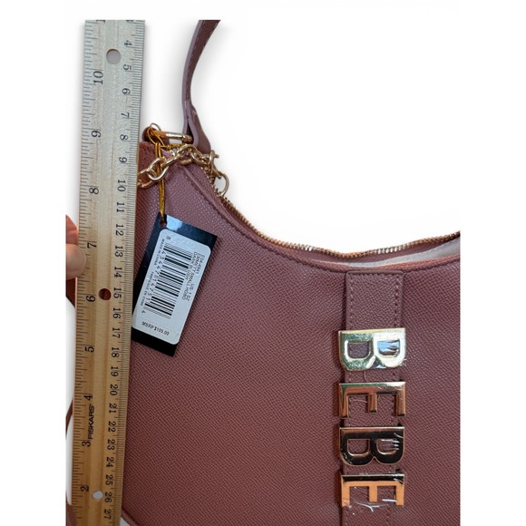 Bebe Emma Small Hobo Shoulder Bag Dark Blush Gold Chain Accents MSRP 109 - Picture 8 of 9